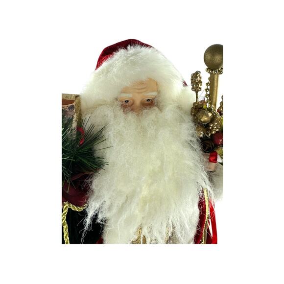 Vintage Santa Claus Figurine With Gift Bag & Staff Christmas Holiday Decoration - Picture 13 of 16